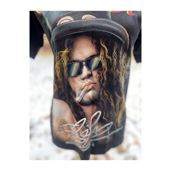SOLD Rock Chang SLASH  TShirt Top Hat Handpainted - Picture 2 of 11